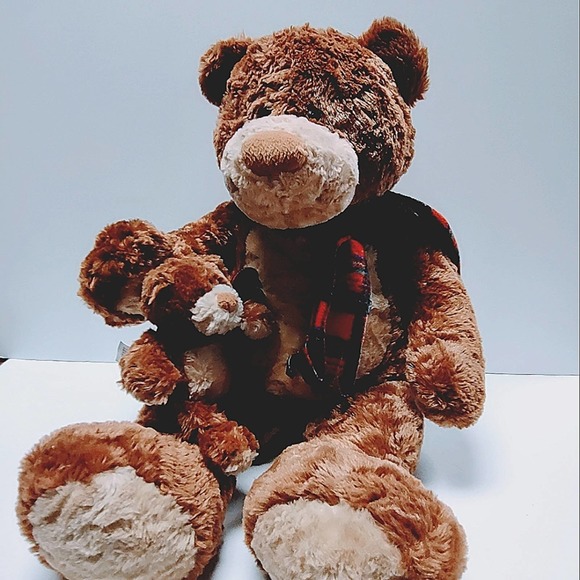 Stuffed Brown Gund  Bear Plush with scarf  Heads and Tales 23" Toy Collectible - Picture 6 of 7